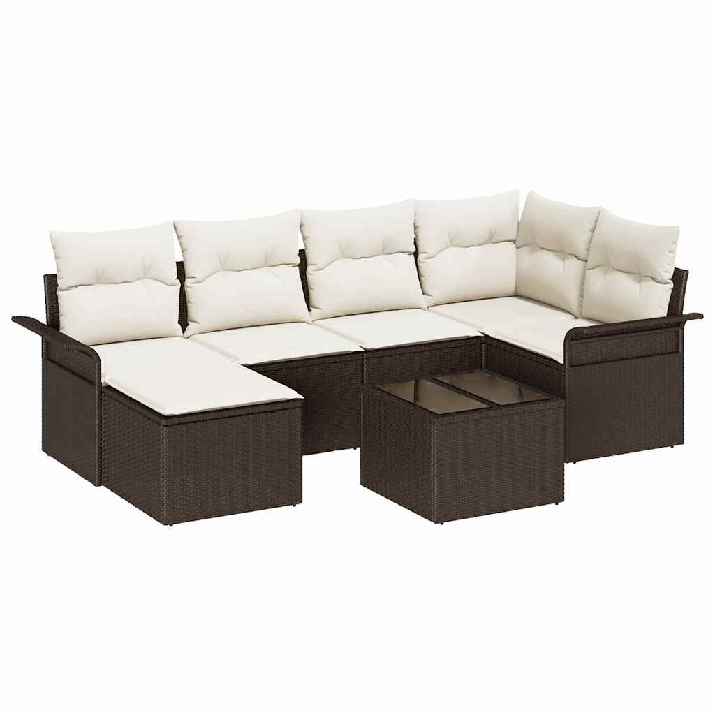 Set Divano da Giardino 7 pcs Marrone polyrattan | homemem39
