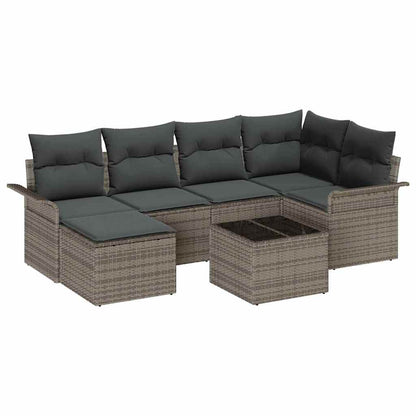 Set Divano da Giardino 7 pcs Grigio polyrattan | homemem39