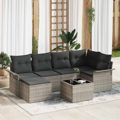 Set Divano da Giardino 7 pcs Grigio chiaro polyrattan | homemem39