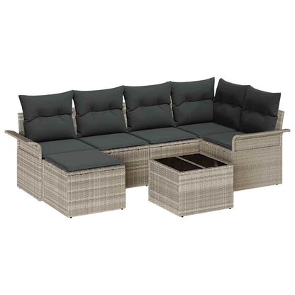Set Divano da Giardino 7 pcs Grigio chiaro polyrattan | homemem39