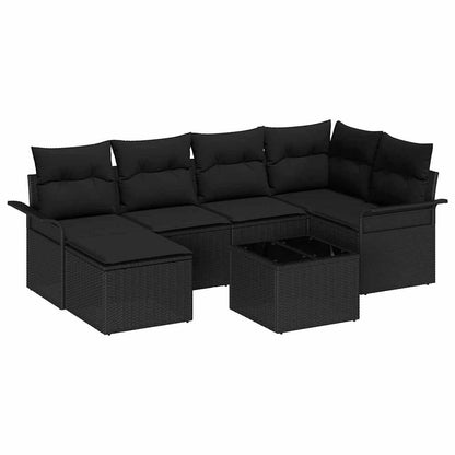 Set Divano da Giardino con archiviazione 7 pcs Nero polyrattan | homemem39