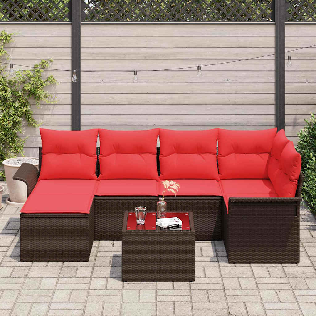 Set Divano da Giardino 7 pcs Marrone polyrattan | homemem39
