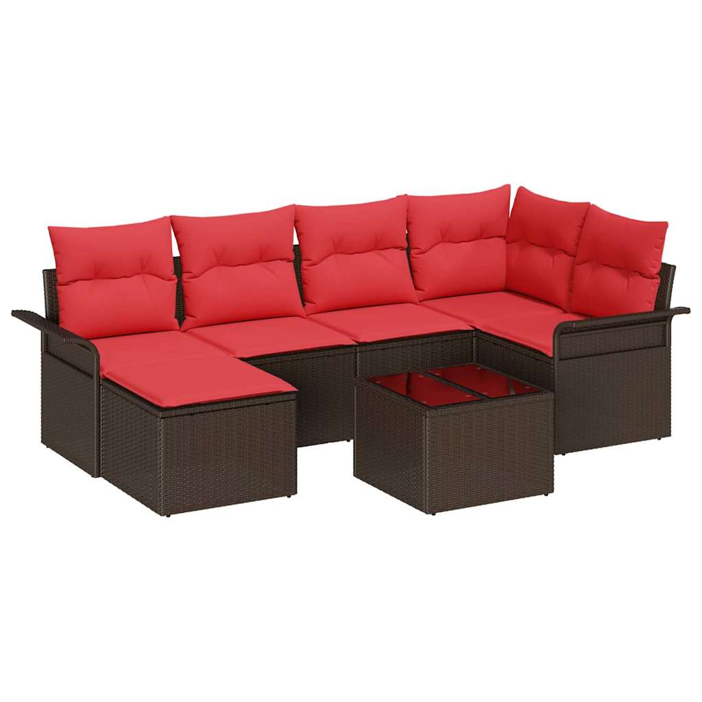 Set Divano da Giardino 7 pcs Marrone polyrattan | homemem39