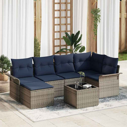 Set Divano da Giardino 7 pcs Grigio polyrattan | homemem39
