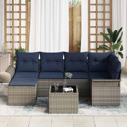 Set Divano da Giardino 7 pcs Grigio polyrattan | homemem39
