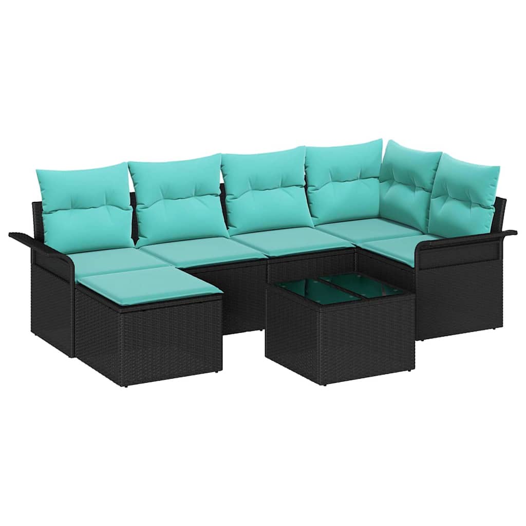 Set Divano da Giardino con archiviazione 7 pcs Nero polyrattan | homemem39