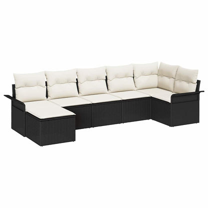 Set Divano da Giardino con archiviazione 7 pcs Nero polyrattan | homemem39