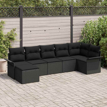 Set Divano da Giardino con archiviazione 7 pcs Nero polyrattan | homemem39