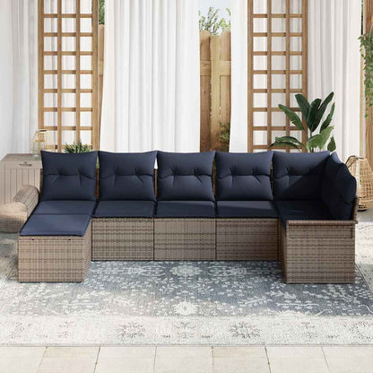 Set Divano da Giardino 7 pcs Grigio chiaro polyrattan | homemem39
