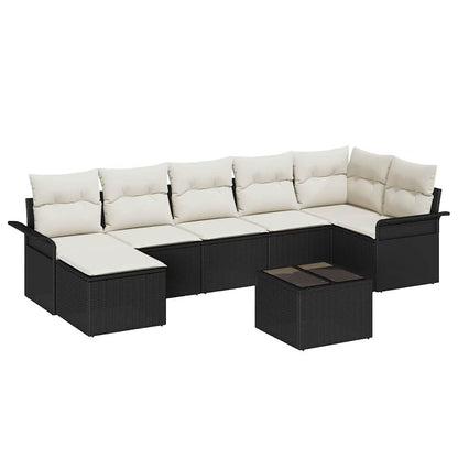 Set Divano da Giardino con archiviazione 8 pcs Nero polyrattan | homemem39