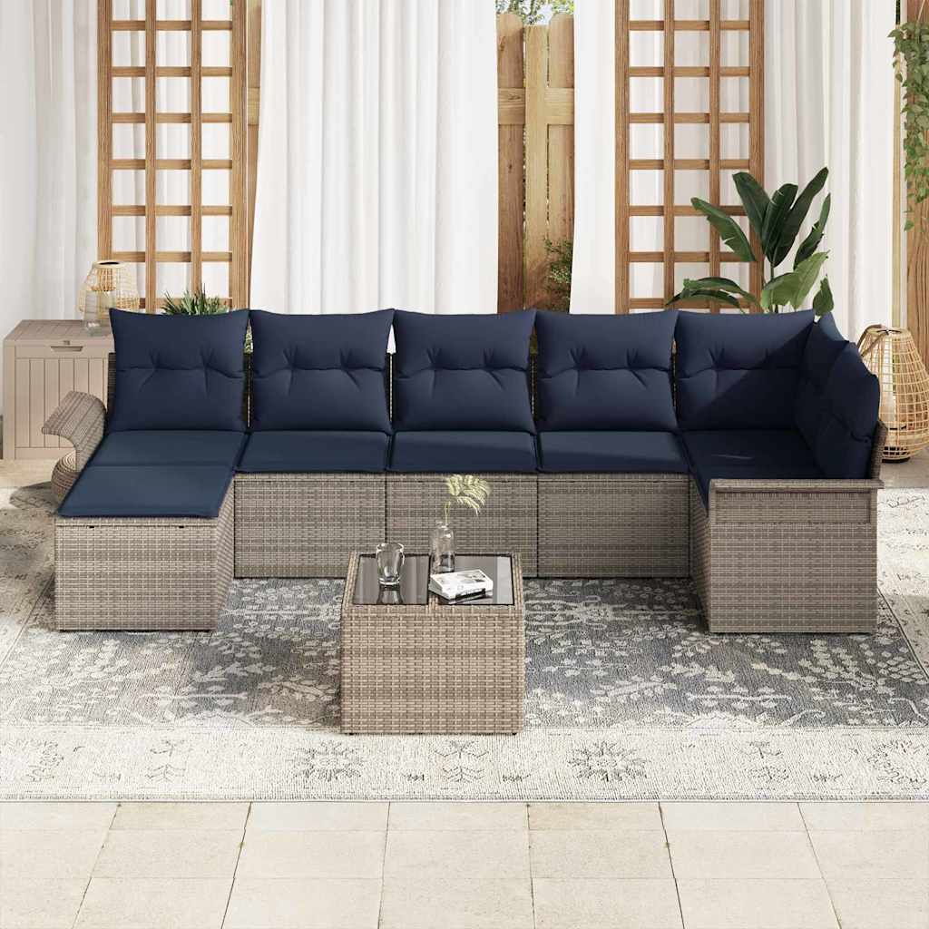 Set Divano da Giardino 8 pcs Grigio polyrattan | homemem39