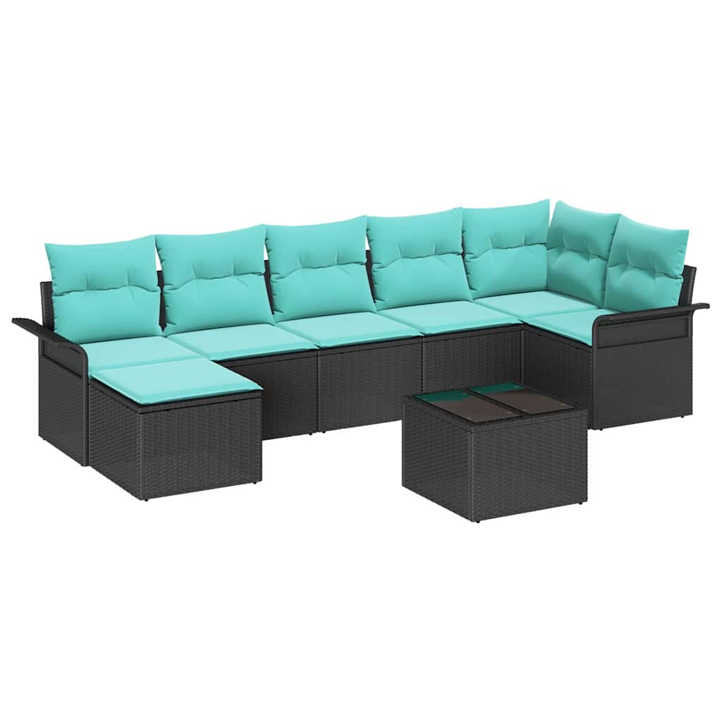 Set Divano da Giardino con archiviazione 8 pcs Nero polyrattan | homemem39