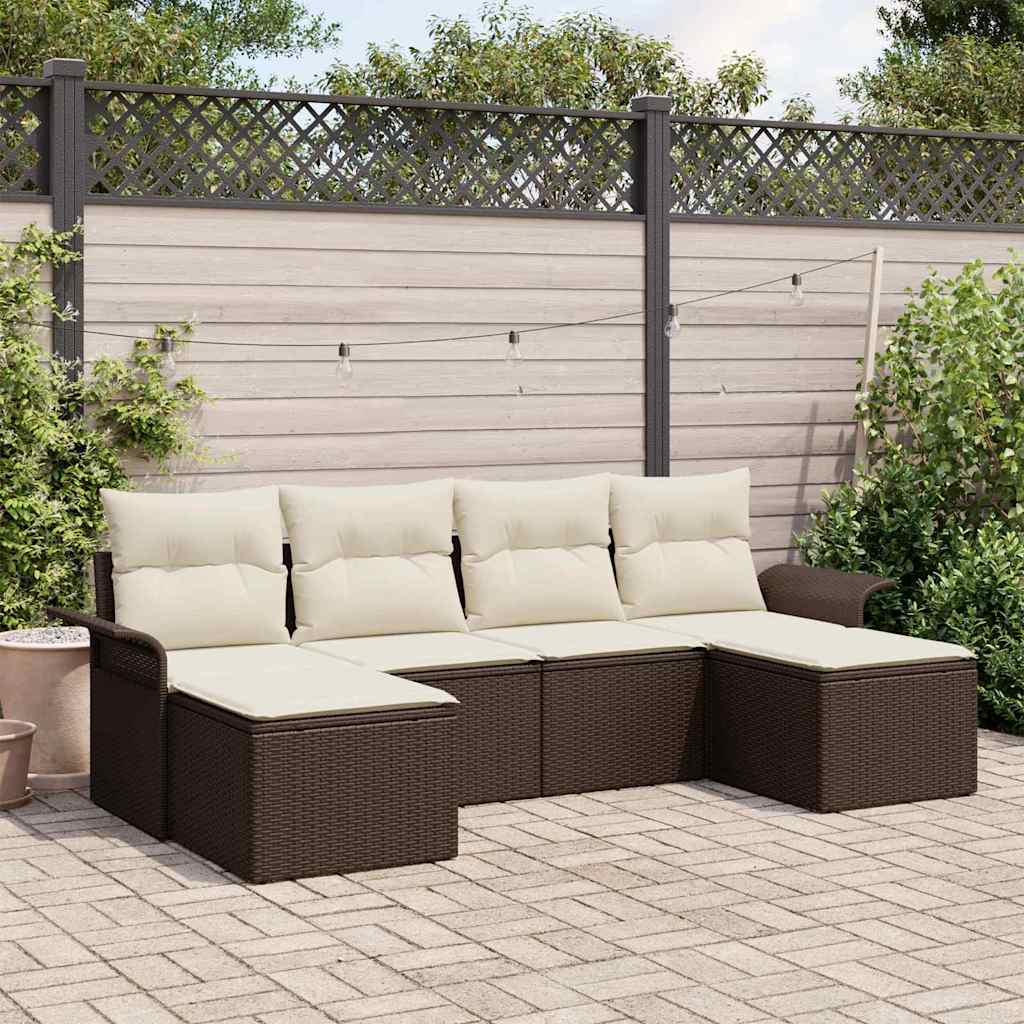 Set Divano da Giardino 6 pcs Marrone polyrattan