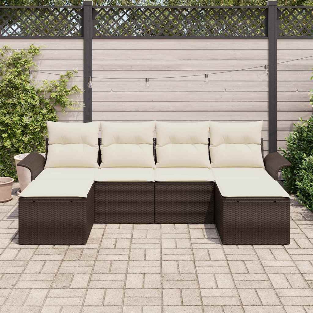 Set Divano da Giardino 6 pcs Marrone polyrattan | homemem39