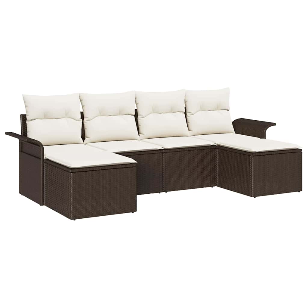 Set Divano da Giardino 6 pcs Marrone polyrattan | homemem39