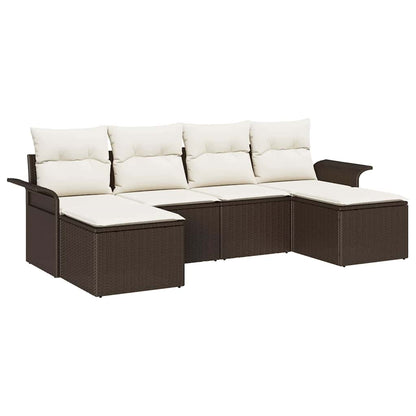 Set Divano da Giardino 6 pcs Marrone polyrattan | homemem39