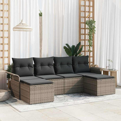 Set Divano da Giardino 6 pcs Grigio polyrattan | homemem39