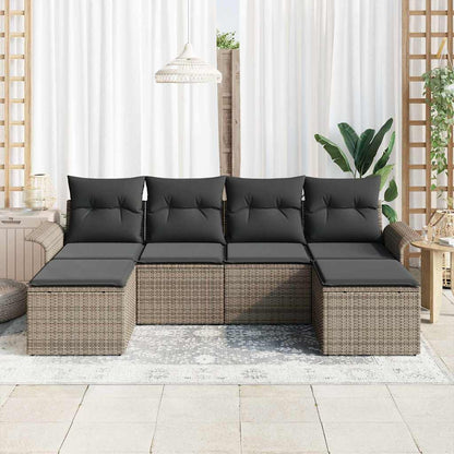 Set Divano da Giardino 6 pcs Grigio polyrattan