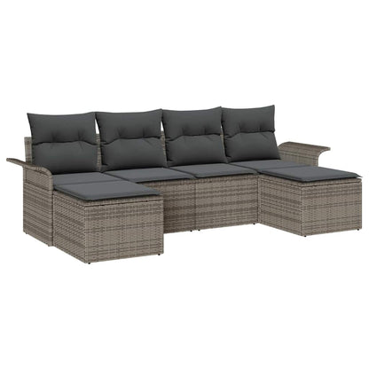 Set Divano da Giardino 6 pcs Grigio polyrattan | homemem39