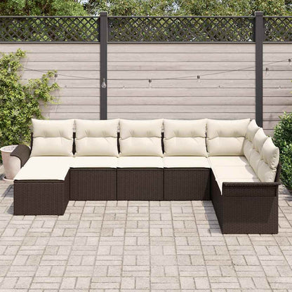 Set Divano da Giardino con cuscino 8 pcs Marrone Poly Rattan | homemem39