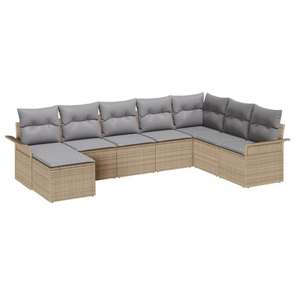 Set Divano da Giardino con cuscino 8 pcs Beige Poly Rattan | homemem39