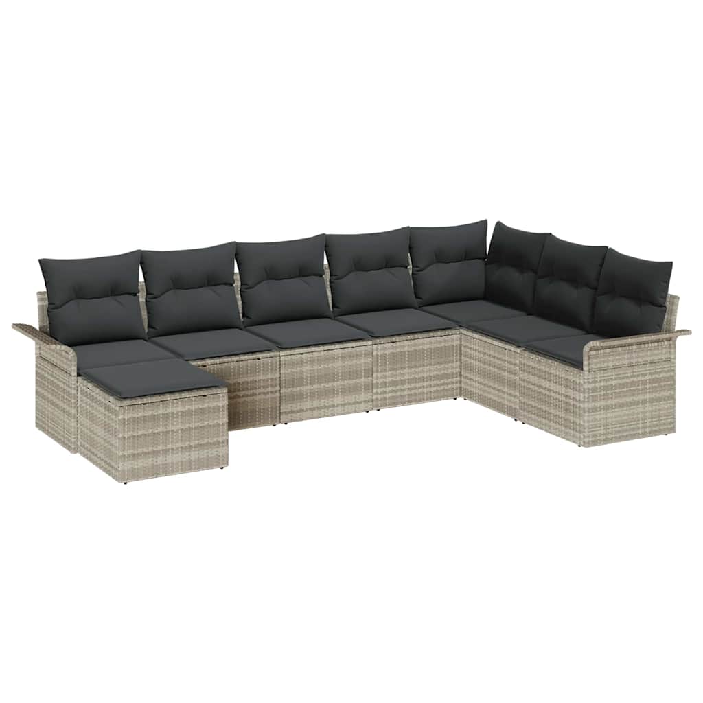 Set Divano da Giardino 8 pcs Grigio chiaro Poly Rattan | homemem39