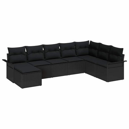 Set Divano da Giardino con cuscino 8 pcs Nero Poly Rattan | homemem39