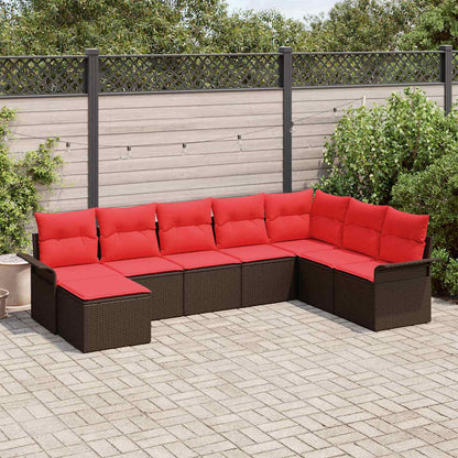 Set Divano da Giardino con cuscino 8 pcs Beige Poly Rattan | homemem39