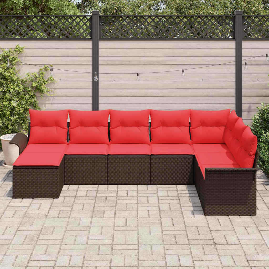 Set Divano da Giardino con cuscino 8 pcs Beige Poly Rattan | homemem39