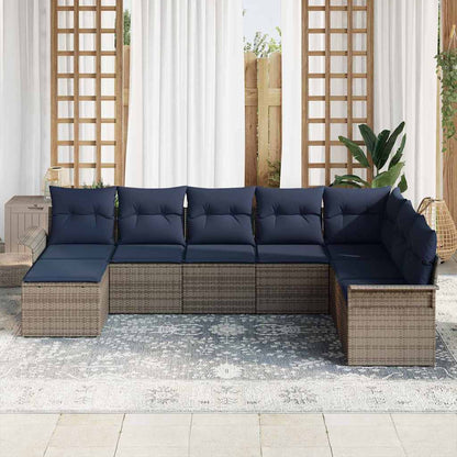 Set Divano da Giardino 8 pcs Grigio chiaro Poly Rattan