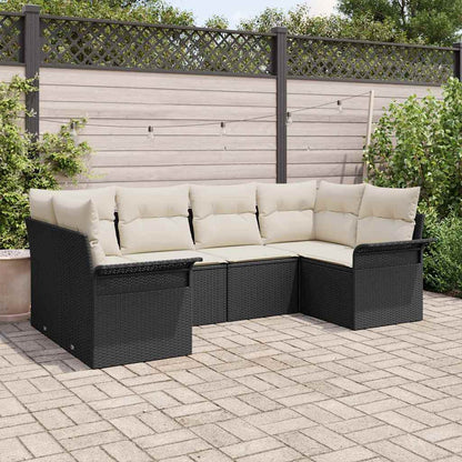 Set Divano da Giardino con archiviazione 6 pcs Nero Poly Rattan | homemem39
