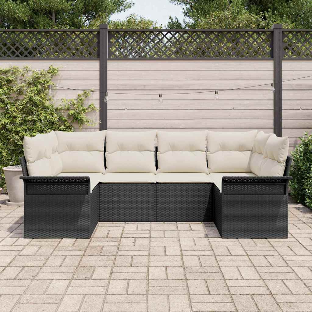 Set Divano da Giardino con archiviazione 6 pcs Nero Poly Rattan | homemem39