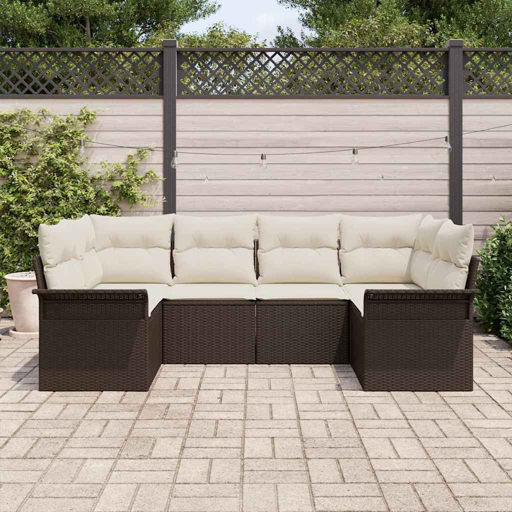 Set Divano da Giardino 6 pcs Marrone Poly Rattan | homemem39