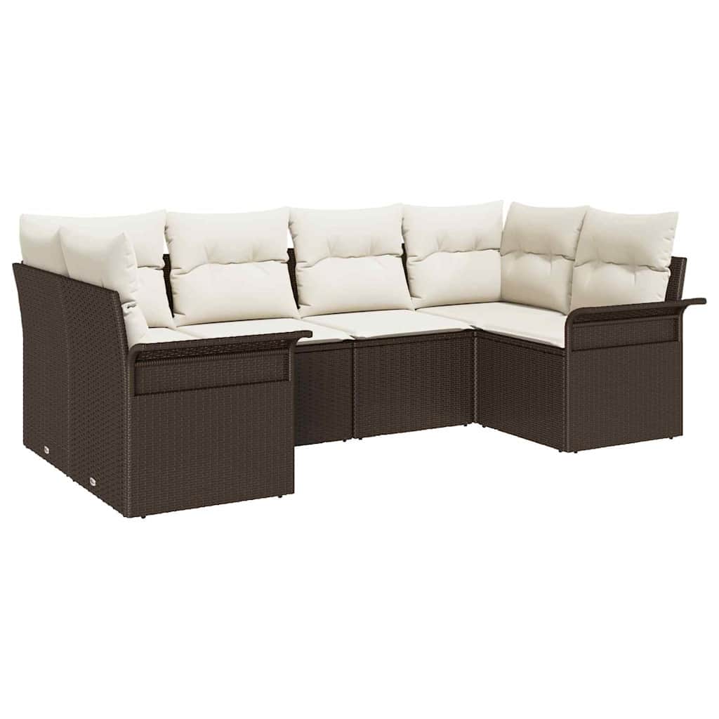 Set Divano da Giardino 6 pcs Marrone Poly Rattan | homemem39