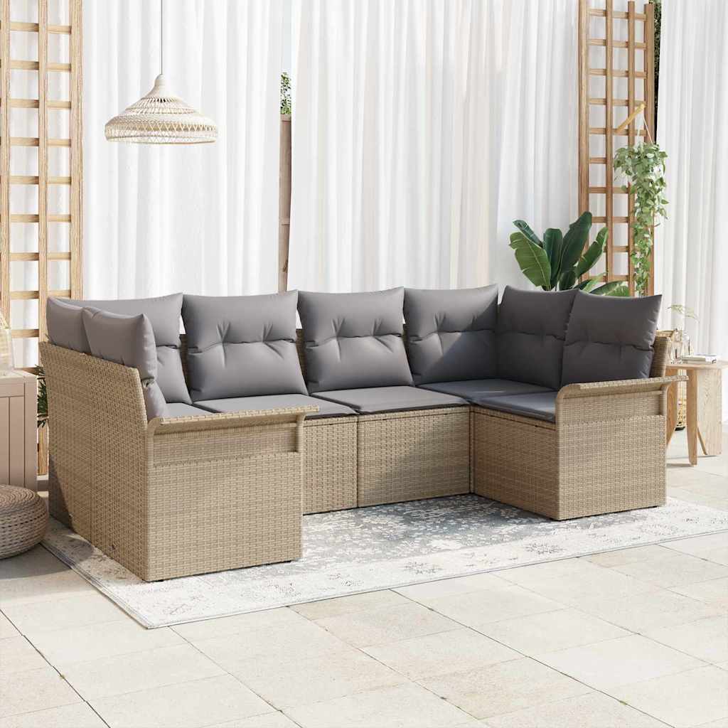 Set Divano da Giardino 6 pcs Beige Poly Rattan | homemem39