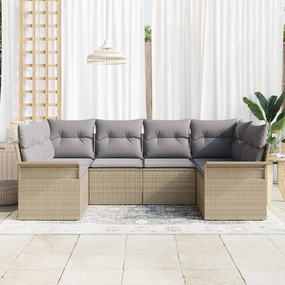 Set Divano da Giardino 6 pcs Beige Poly Rattan | homemem39