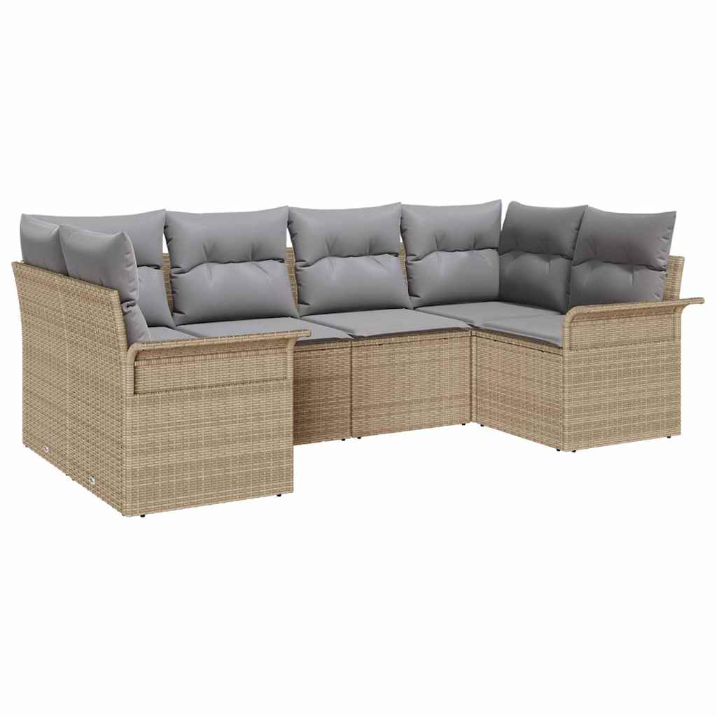 Set Divano da Giardino 6 pcs Beige Poly Rattan | homemem39