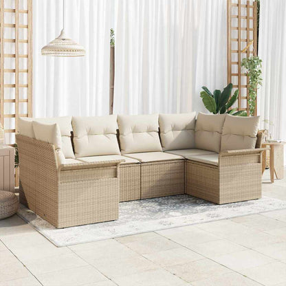 Set Divano da Giardino 6 pcs Beige Poly Rattan | homemem39