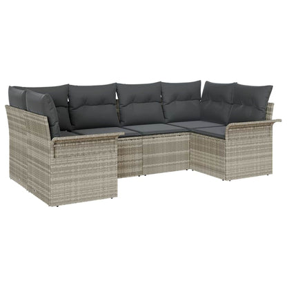 Set Divano da Giardino 6 pcs Grigio chiaro Poly Rattan | homemem39
