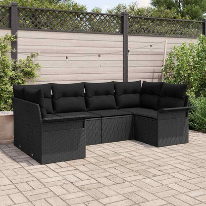Set Divano da Giardino con archiviazione 6 pcs Nero Poly Rattan