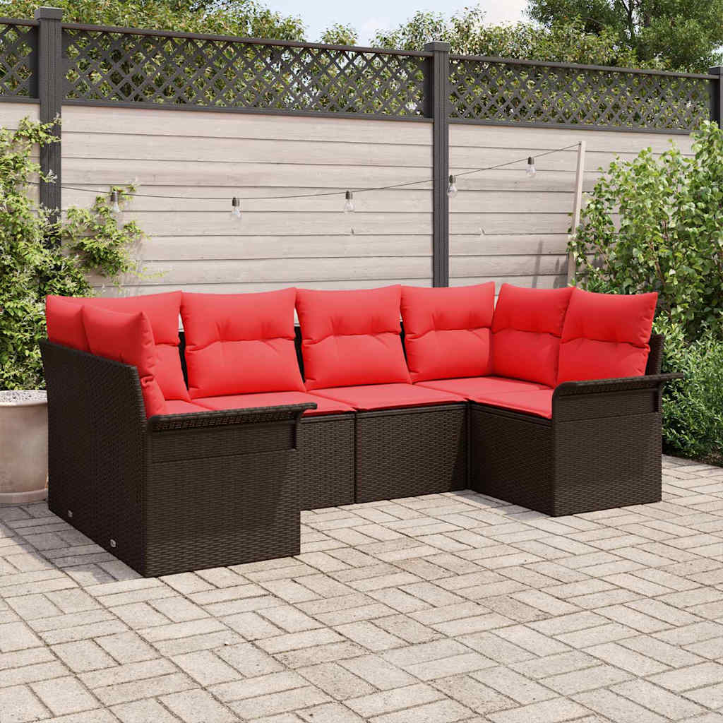 Set Divano da Giardino 6 pcs Marrone Poly Rattan