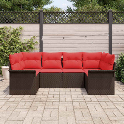 Set Divano da Giardino 6 pcs Marrone Poly Rattan