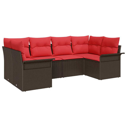 Set Divano da Giardino 6 pcs Marrone Poly Rattan | homemem39