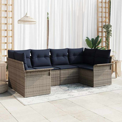 Set Divano da Giardino 6 pcs Grigio Poly Rattan | homemem39