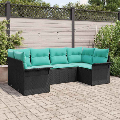 Set Divano da Giardino con archiviazione 6 pcs Nero Poly Rattan | homemem39