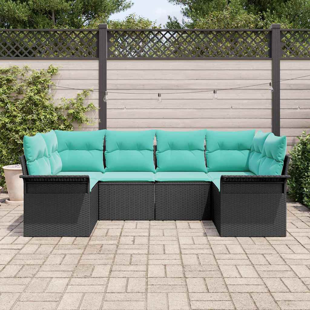 Set Divano da Giardino con archiviazione 6 pcs Nero Poly Rattan | homemem39