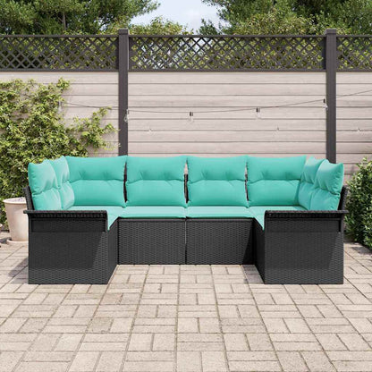 Set Divano da Giardino con archiviazione 6 pcs Nero Poly Rattan
