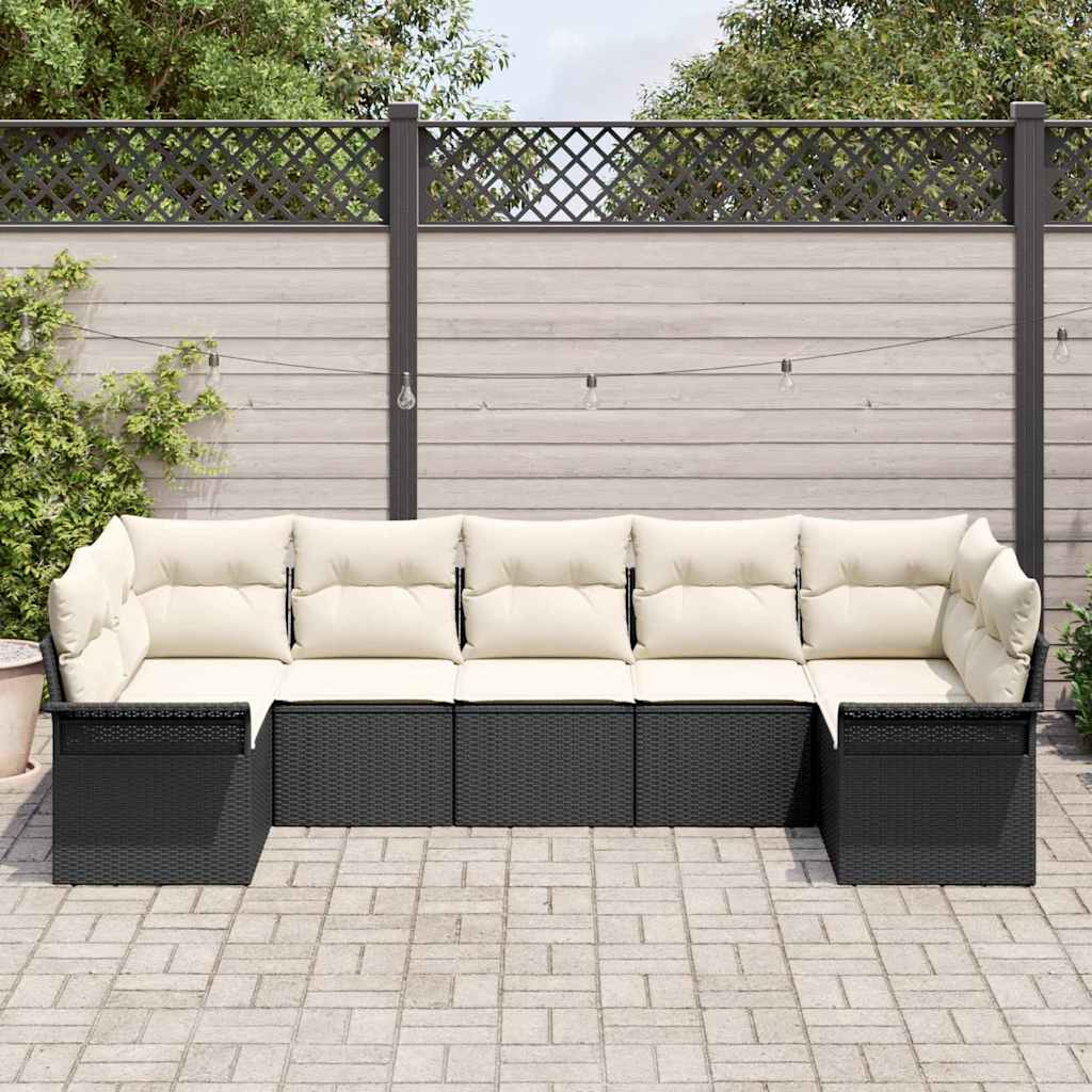 Set Divano da Giardino con archiviazione 7 pcs Nero Poly Rattan | homemem39