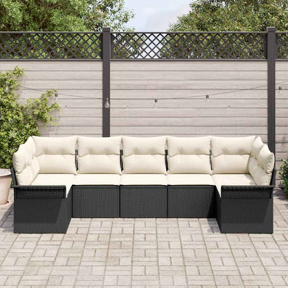 Set Divano da Giardino con archiviazione 7 pcs Nero Poly Rattan | homemem39