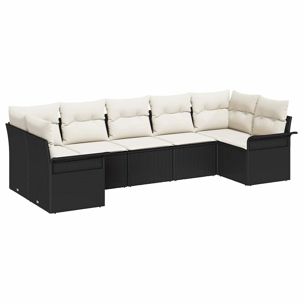 Set Divano da Giardino con archiviazione 7 pcs Nero Poly Rattan | homemem39